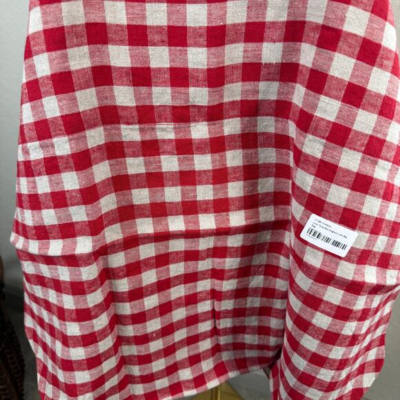 Women's Linen Tales Red Gingham 100% Linen Big Bag Tote Carryall NEW - Picture 6 of 7